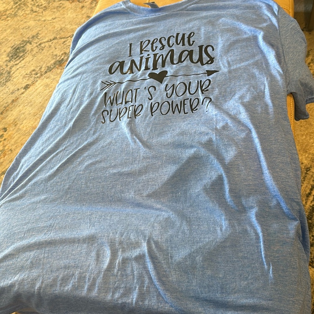 Brand new handmade vinyl T-shirt, size 2XI rescue animals what's your superpower
